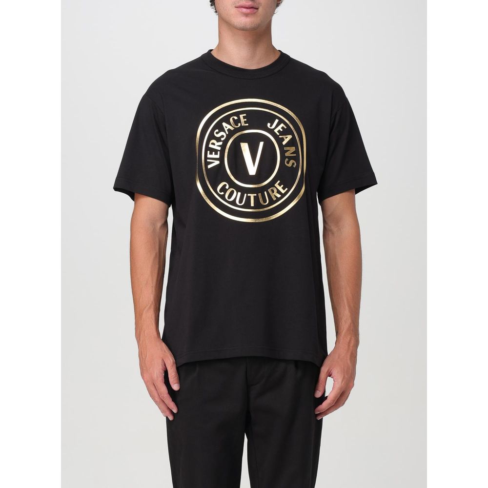 Black Cotton T-Shirt with Graphic Design