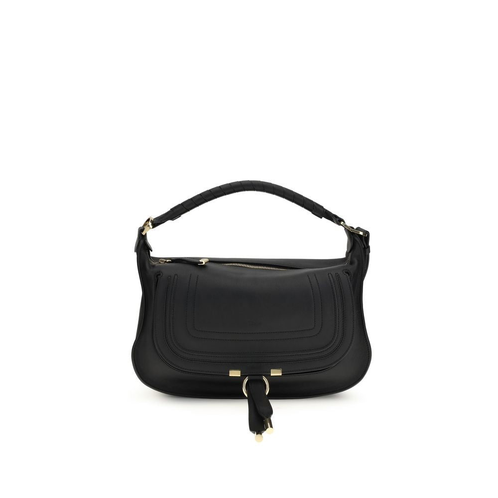Schwarze Leder-Schultertasche Marcie Small
