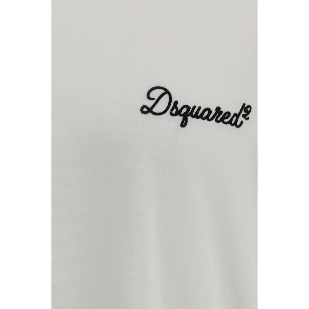White Cotton Oversize T-Shirt with Embroidered Logo