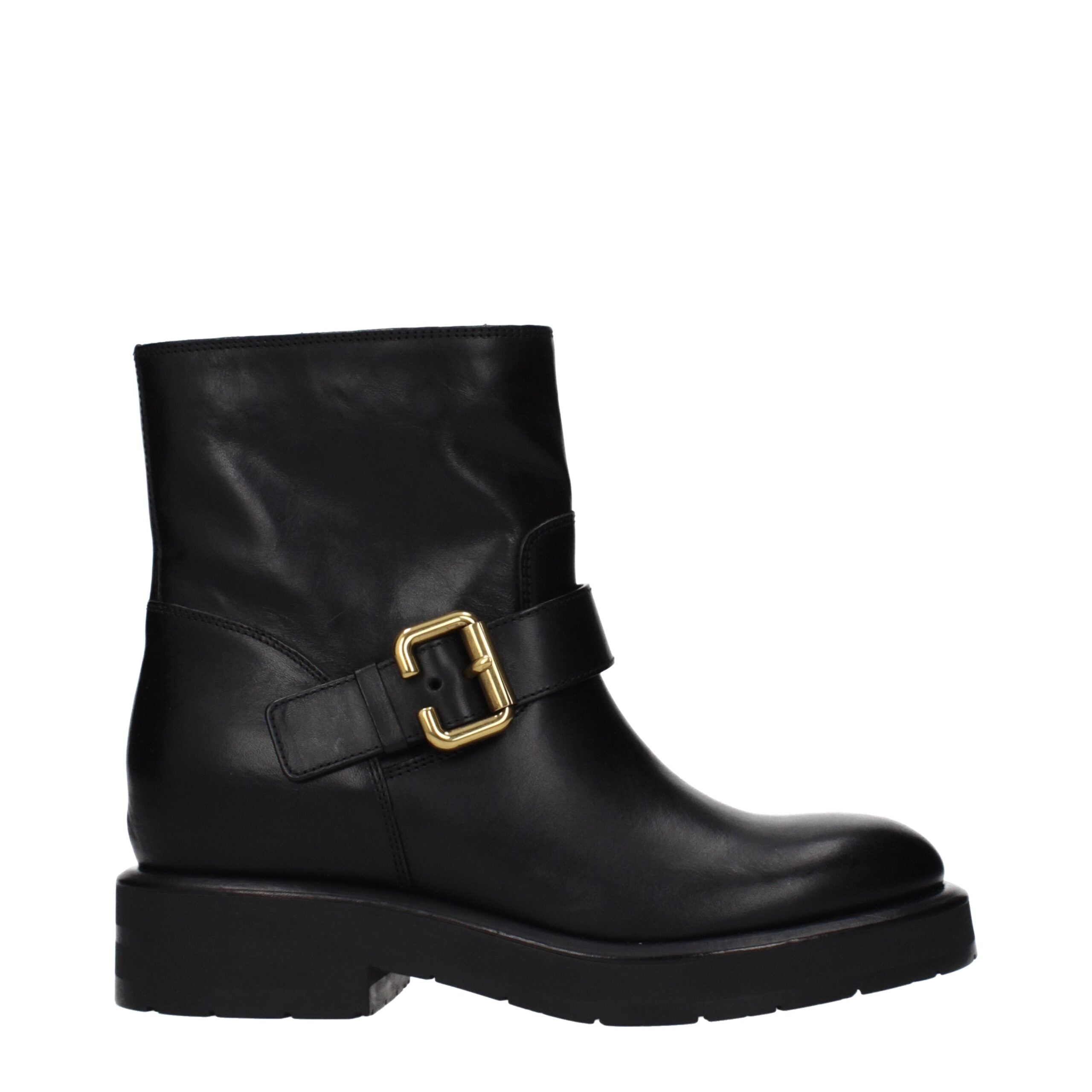 Schwarze Leder-Stiefeletten mit Vintage-Logo-Detail