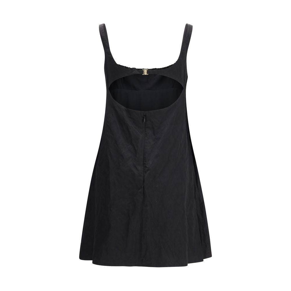Schwarzes Minikleid aus Baumwolle mit Rüschendetails