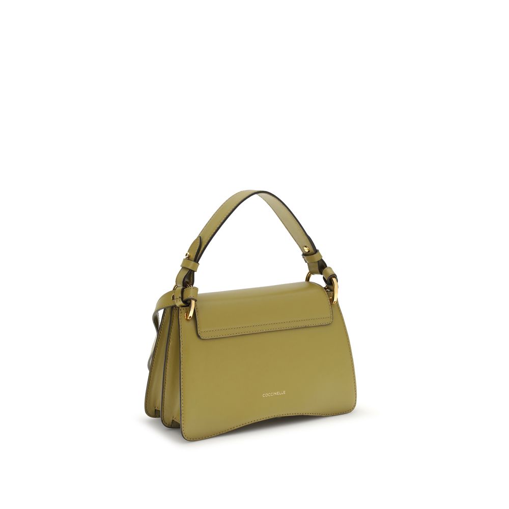 Bicolor Leather Handbag with Gold Logo Detail