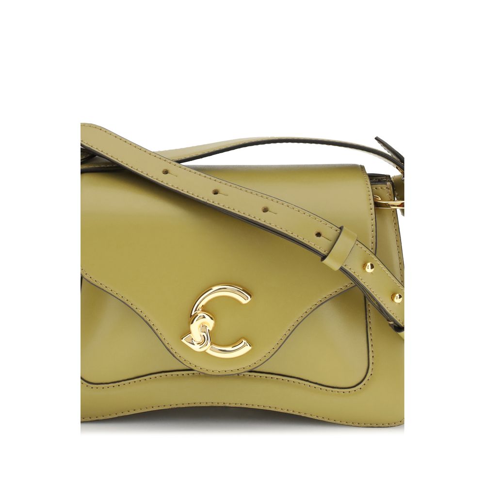 Bicolor Leather Handbag with Gold Logo Detail