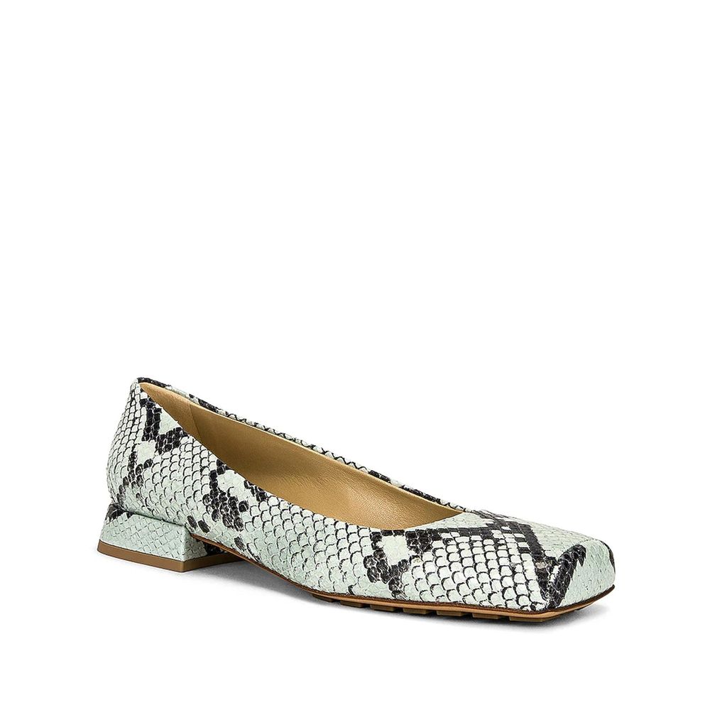 Zweifarbige Leder-Ballerinas mit Python-Effekt