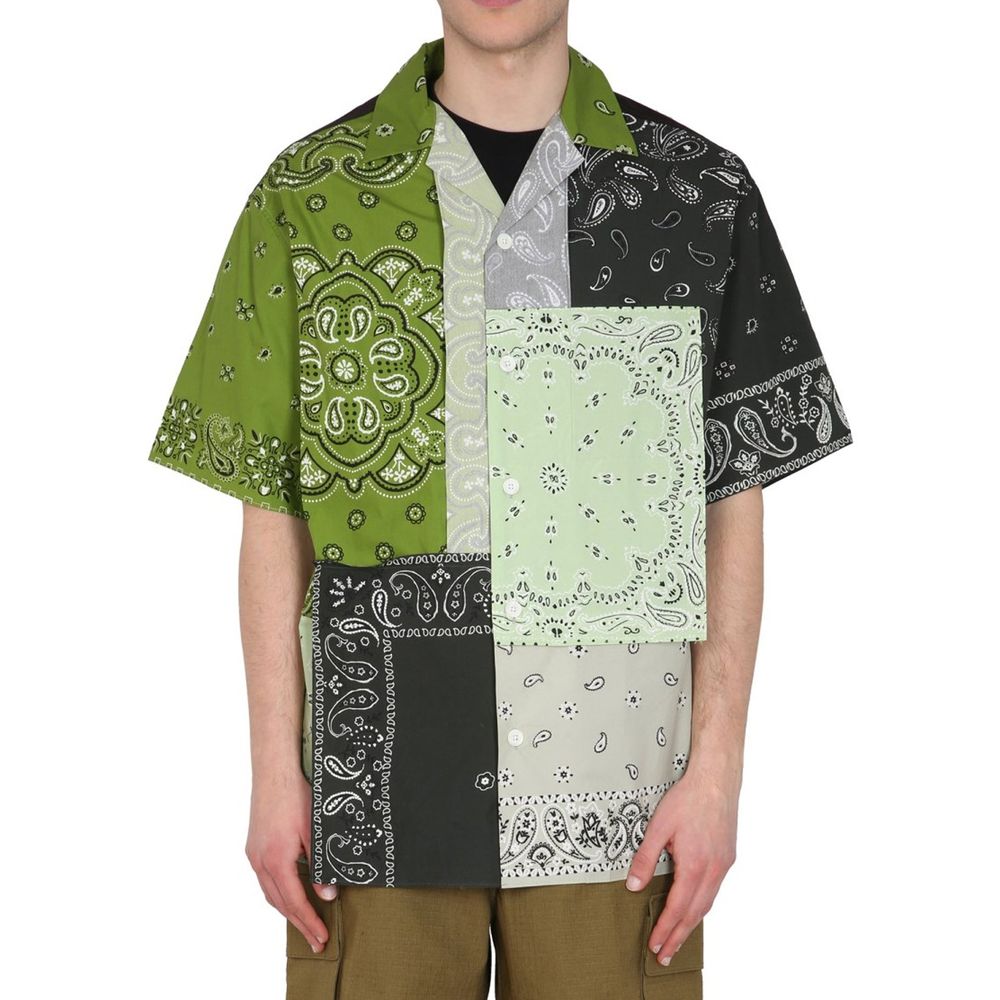 Chemise bicolore en coton à manches courtes