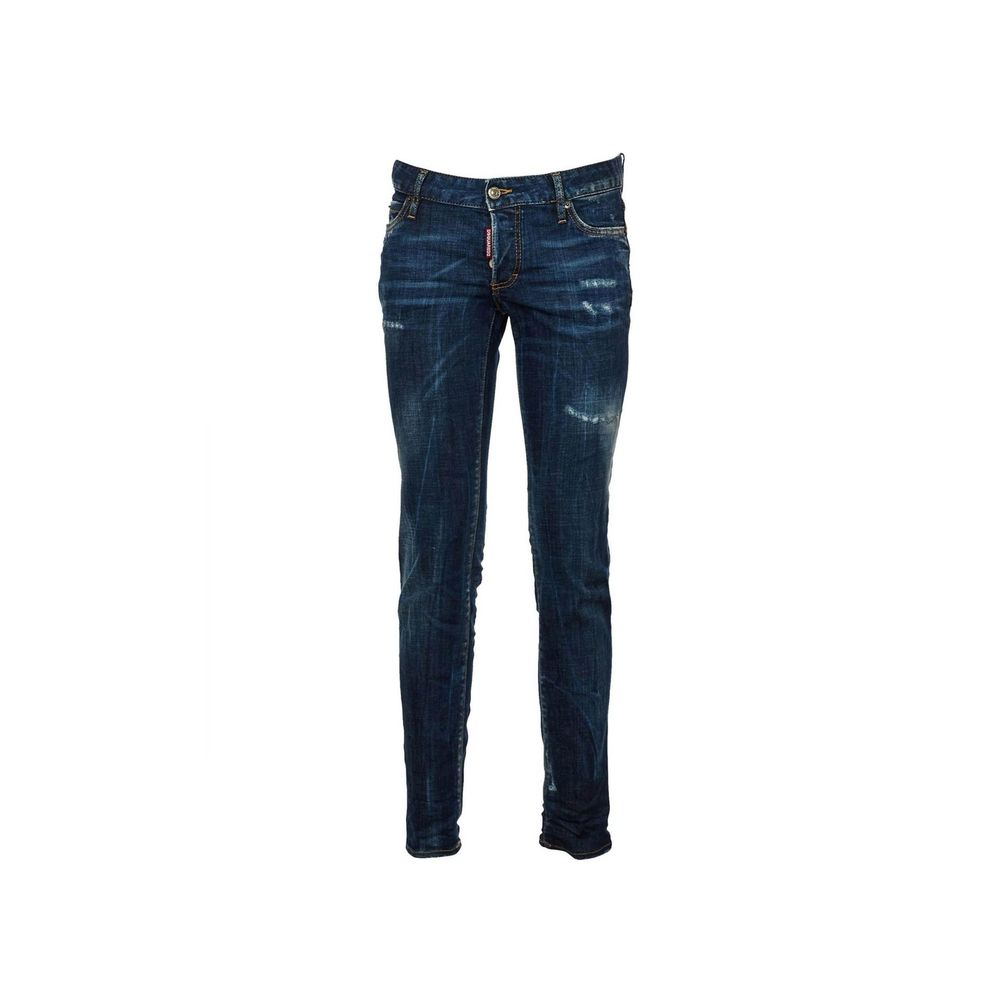 Blaue Baumwolljeans, schmal geschnitten