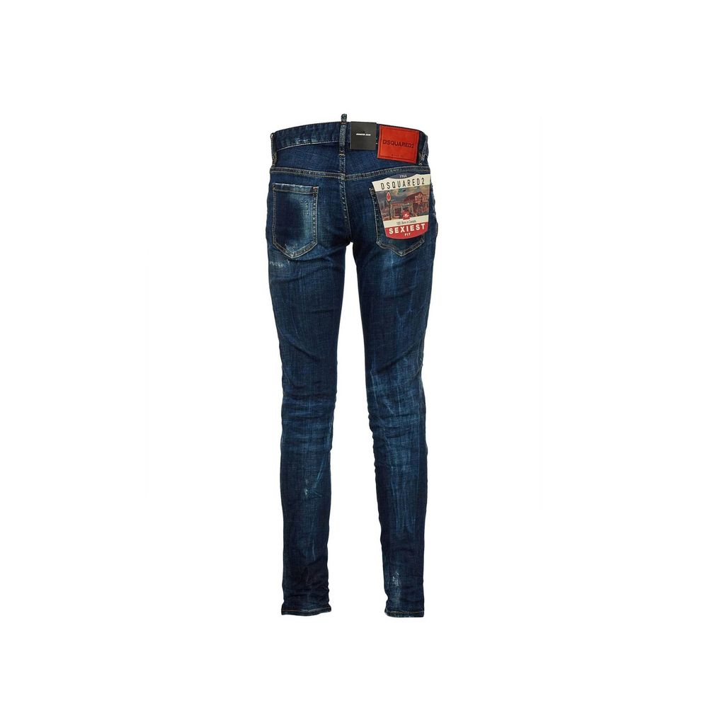 Blaue Baumwolljeans, schmal geschnitten