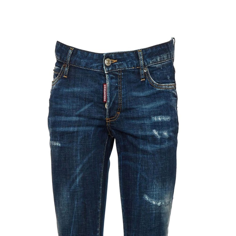 Blue Cotton Slim Fit Jeans for Women
