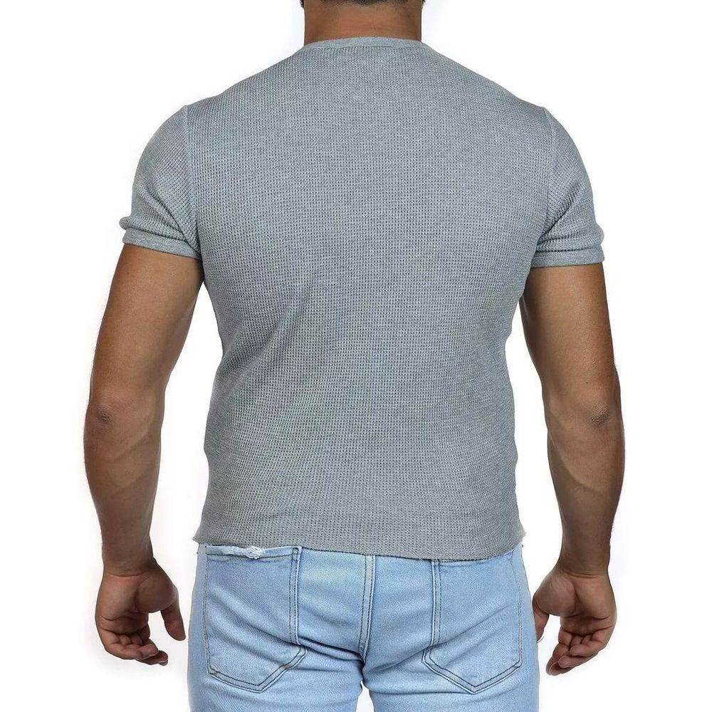 Gray Cotton T-Shirt with Logo Detail