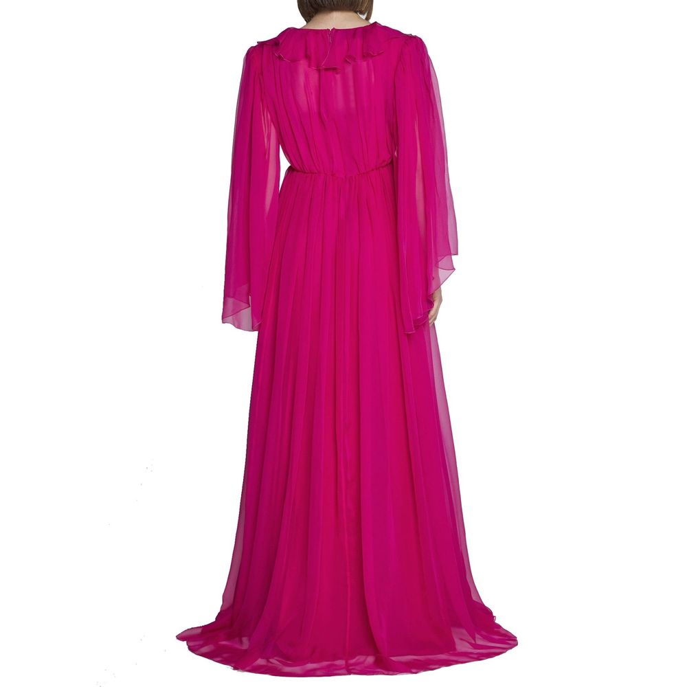 Multicolor Silk Dress with Elastic Waist