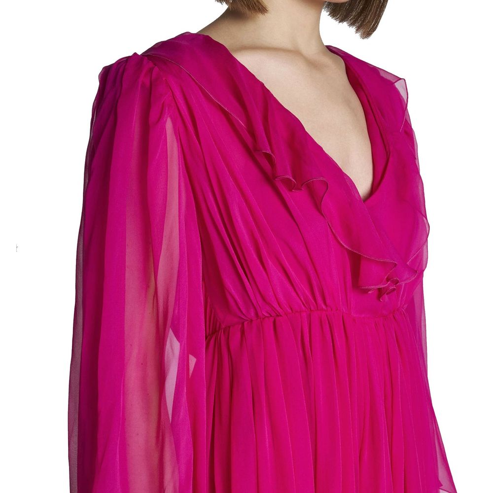 Multicolor Silk Dress with Elastic Waist