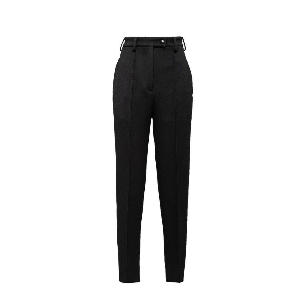 Schwarze Freizeithose aus Wolle mit hohem Bund