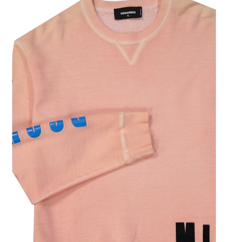 Orange Cotton Sweatshirt with Faded Effect
