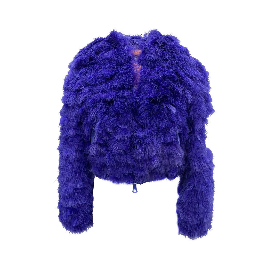 Blaue Bomberjacke mit synthetischen Federn