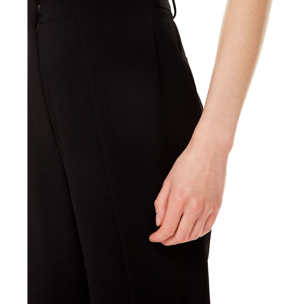 Black Synthetic Pants with Belt Loops