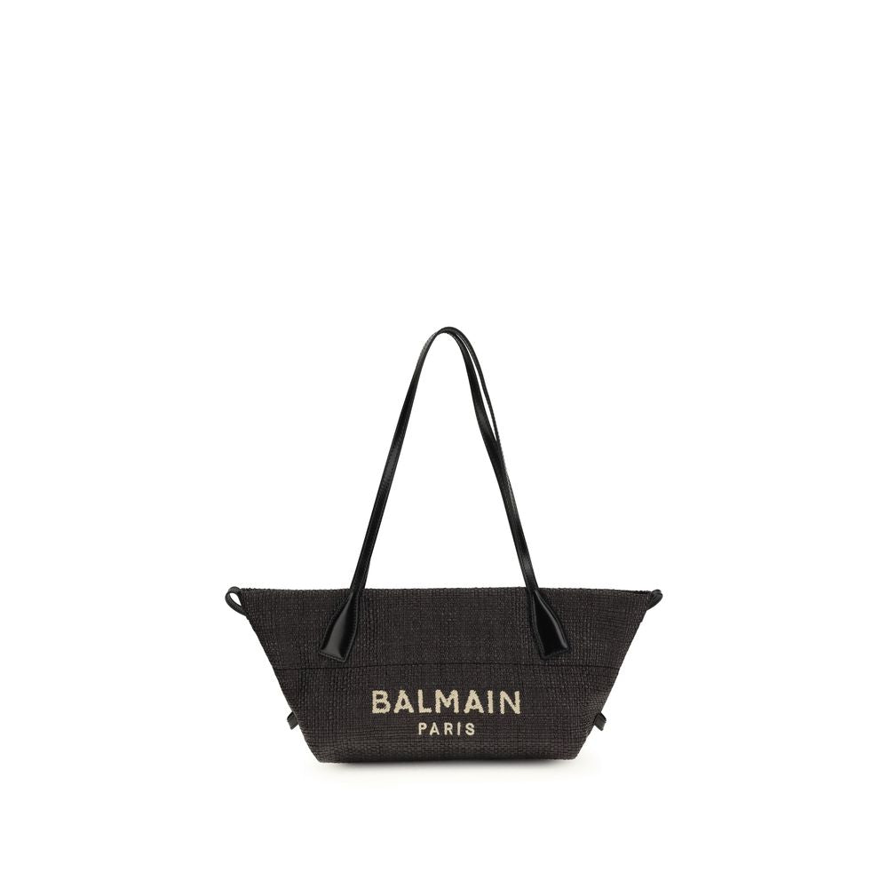 Schwarze Bast-Schultertasche