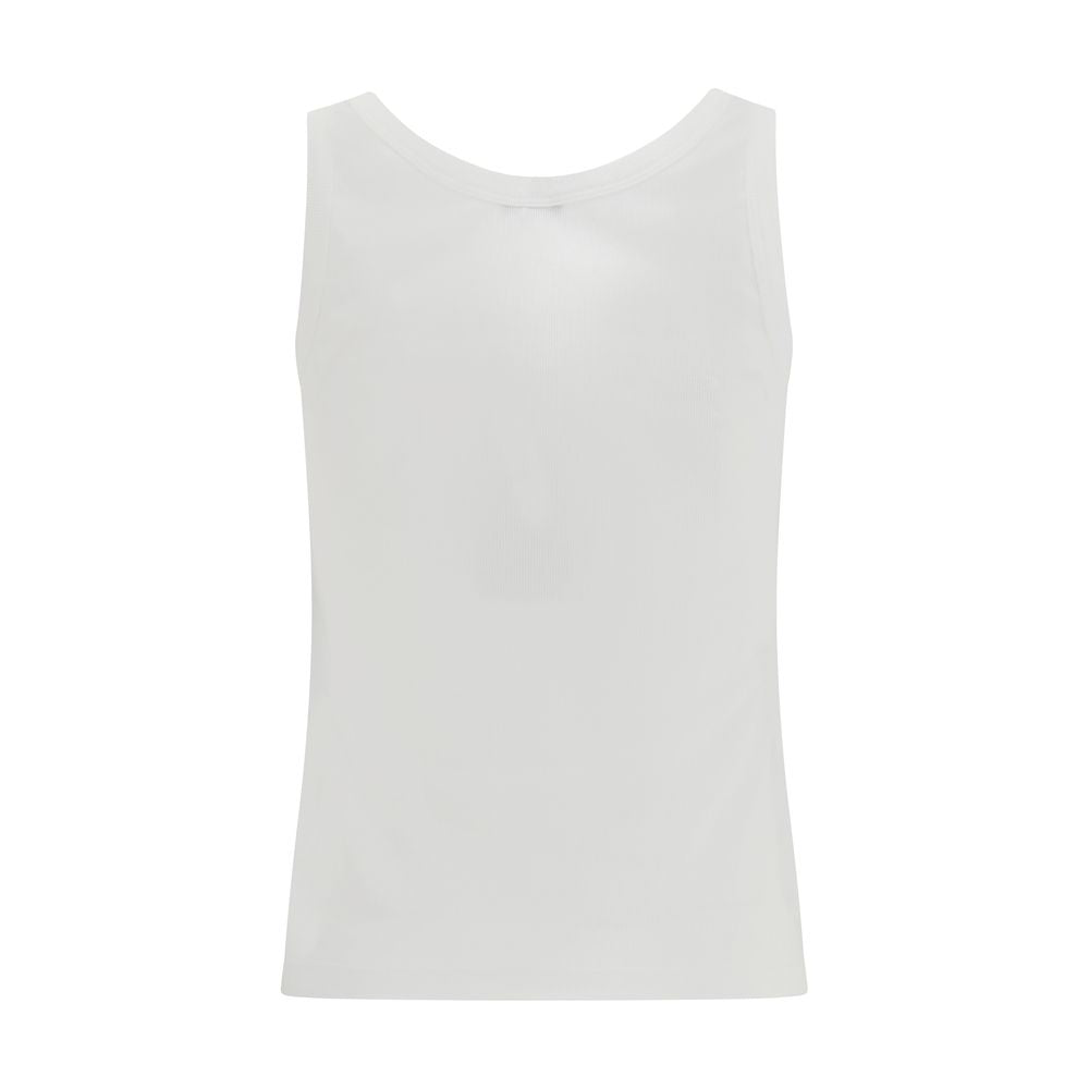 White Cotton Versace Tank Top with Vintage Logo Patch