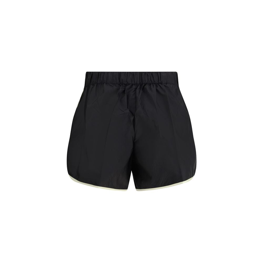 Schwarze Bermudashorts aus Synthetik mit Kordelzug in der Taille
