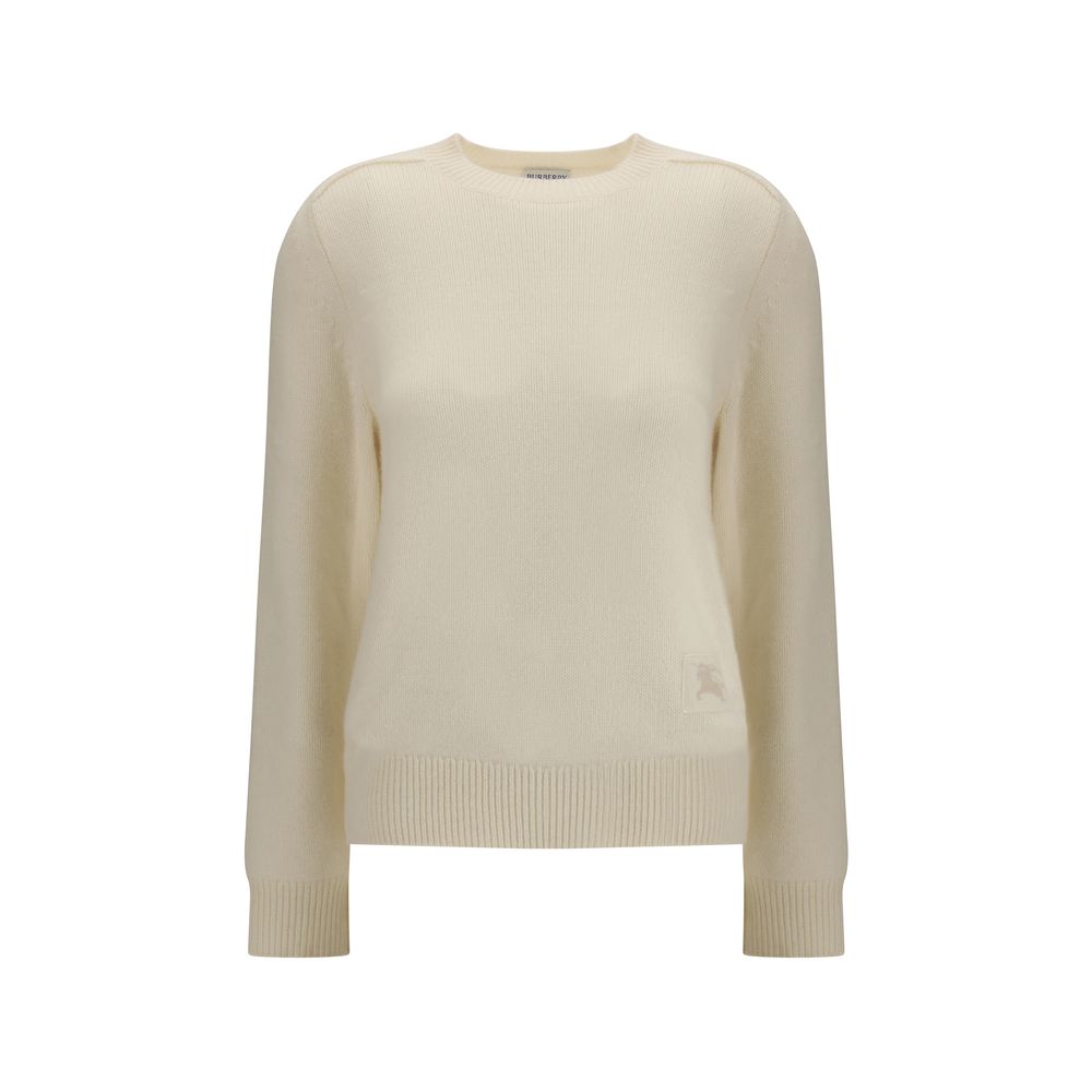 Beiger Wollpullover mit ikonischem Reitmotiv
