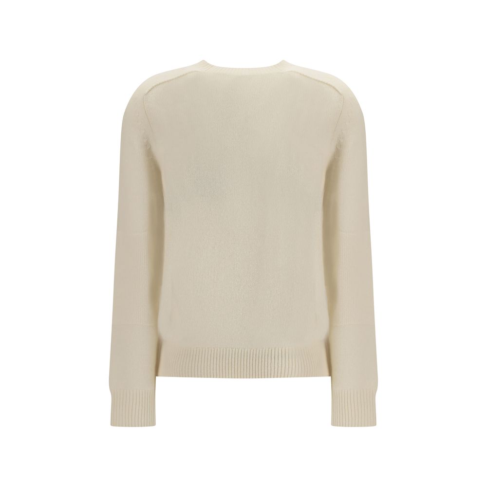Beiger Wollpullover mit ikonischem Reitmotiv