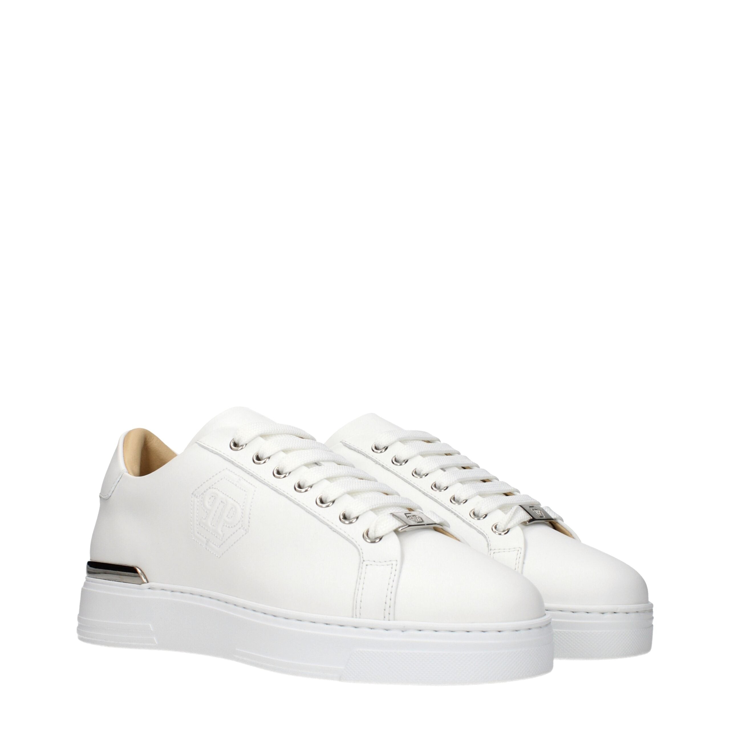 Weiße Leder-Sneaker mit Logo von Philipp Plein