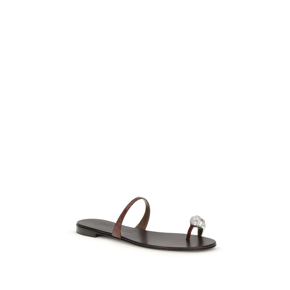Sandales plates Bos Taurus en cuir de veau marron