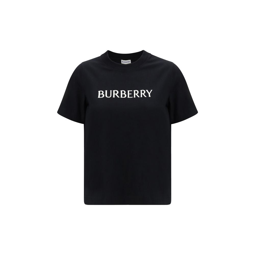 Black Cotton T-Shirt with Burberry Logo