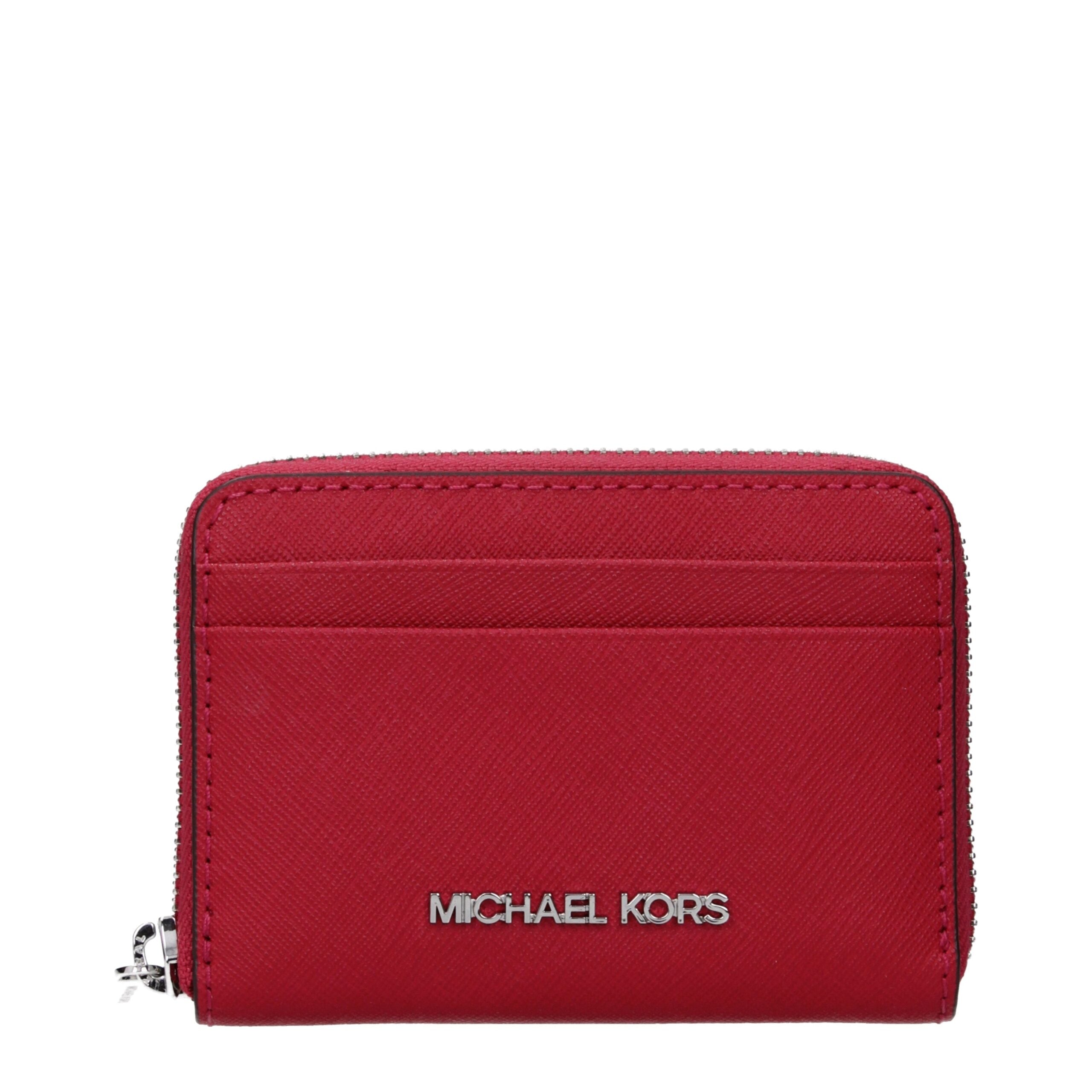 Red Leather Cardholder with Front Logo by Michael Kors