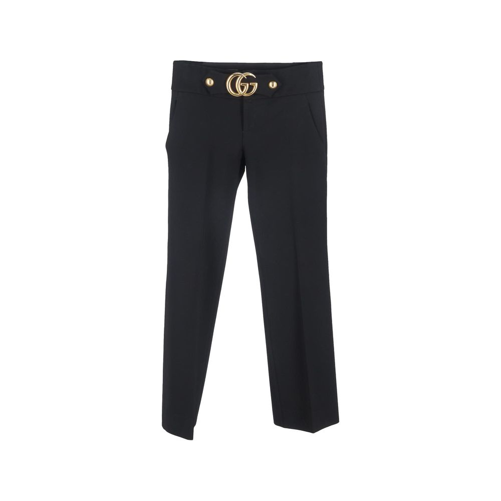 Black Gucci Wide Leg Synthetic Dress Pants
