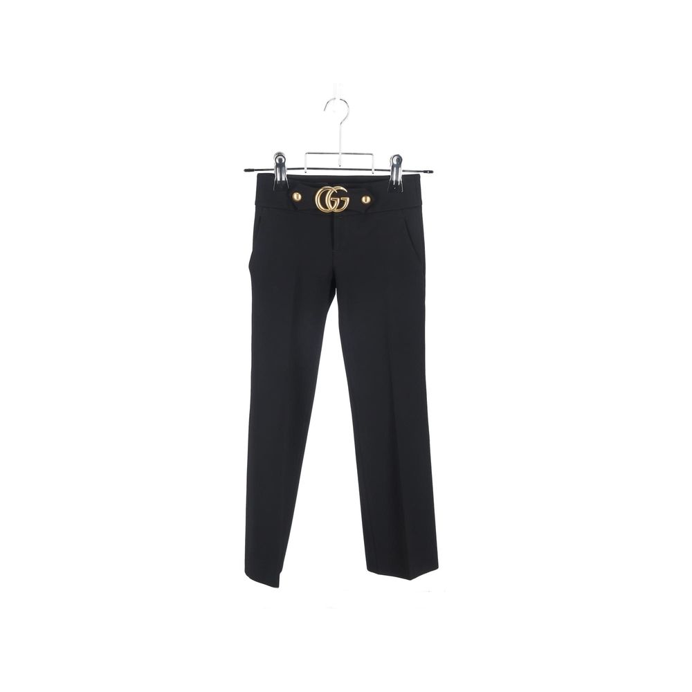 Black Gucci Wide Leg Synthetic Dress Pants