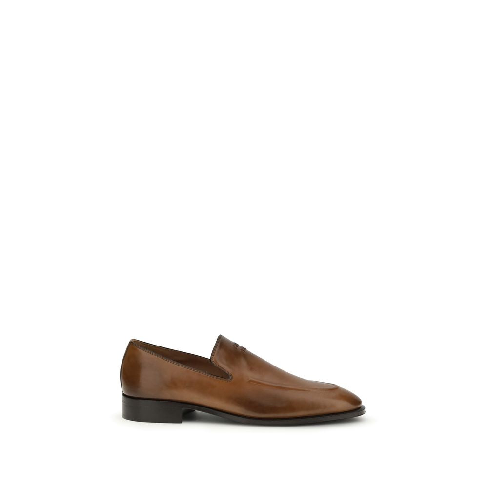 Miu Miu Brown Calf Leather Slip-On Loafers