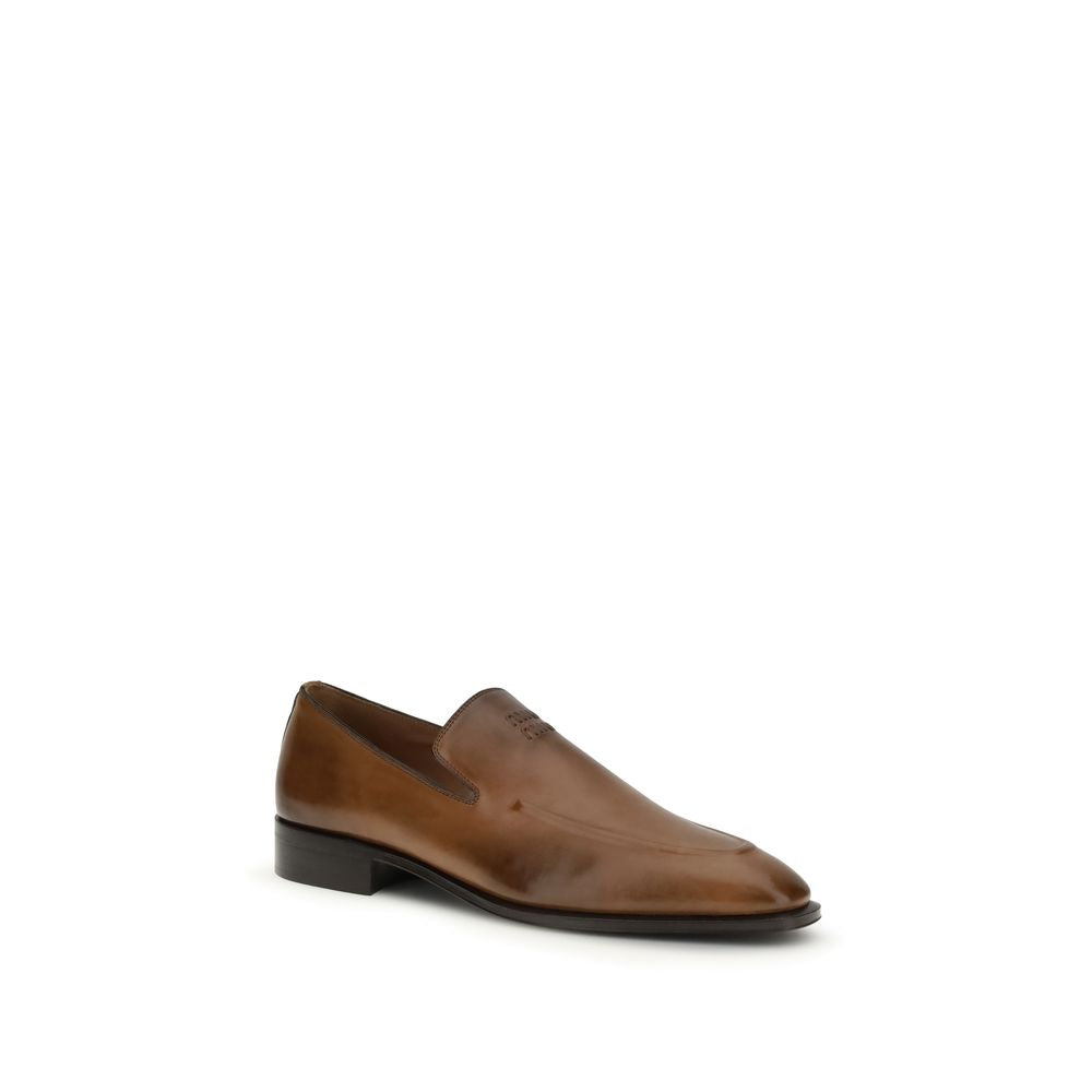 Miu Miu Brown Calf Leather Slip-On Loafers