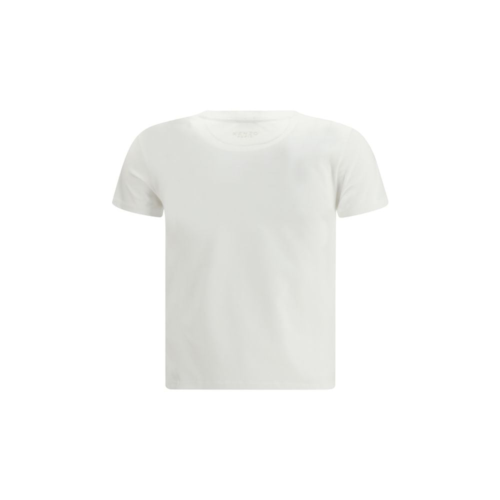 White Cotton T-Shirt with Embroidered Wild Tiger Design