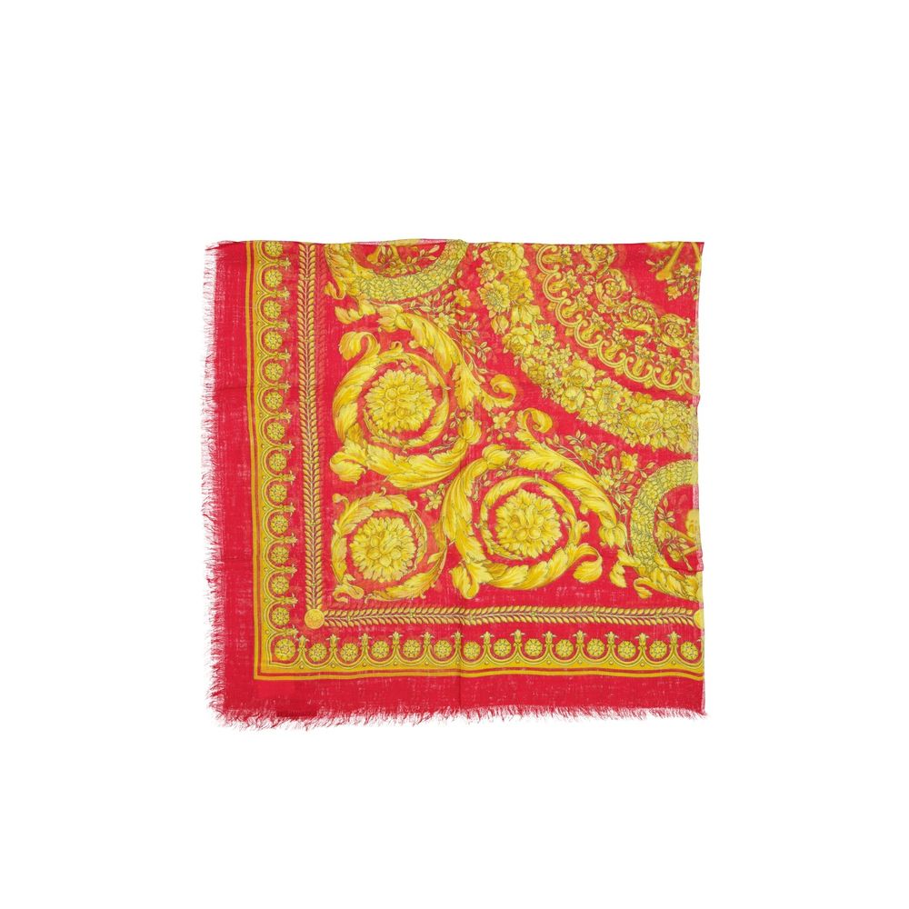 Multicolor Silk-Blend Scarf with Fringe Finish