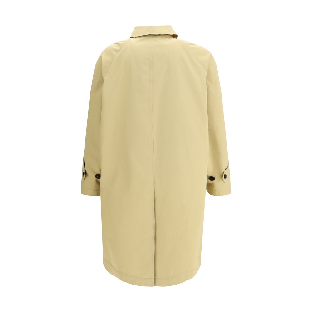 Beige Cotton Trench Coat with Signature Detail