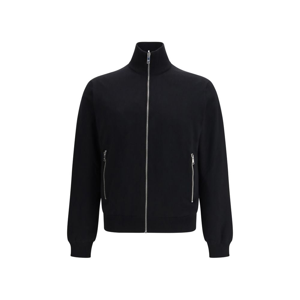 Schwarze Wendjacke aus Wolle und Leder von Prada