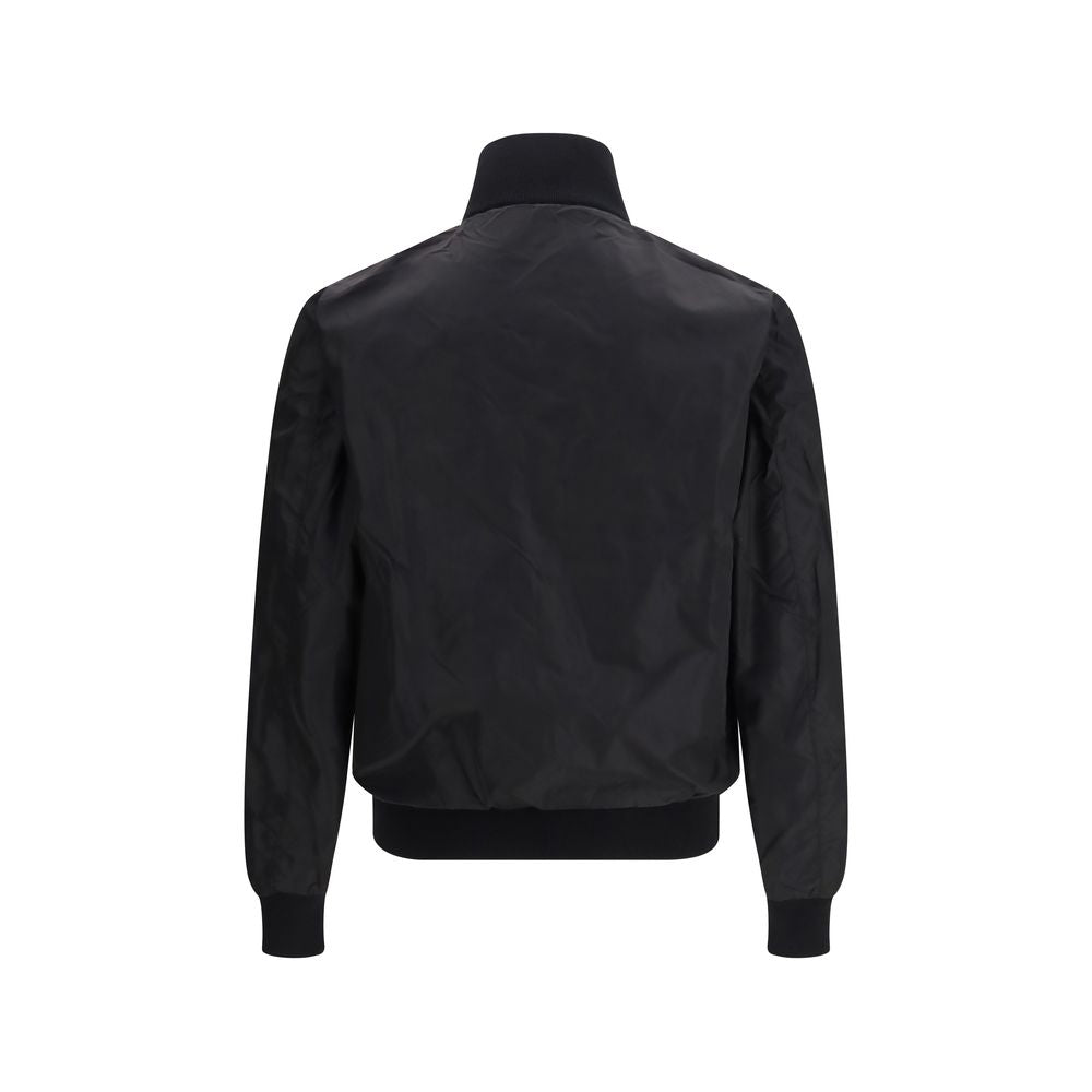 Prada Jacke aus schwarzer Wolle mit Widderstickerei