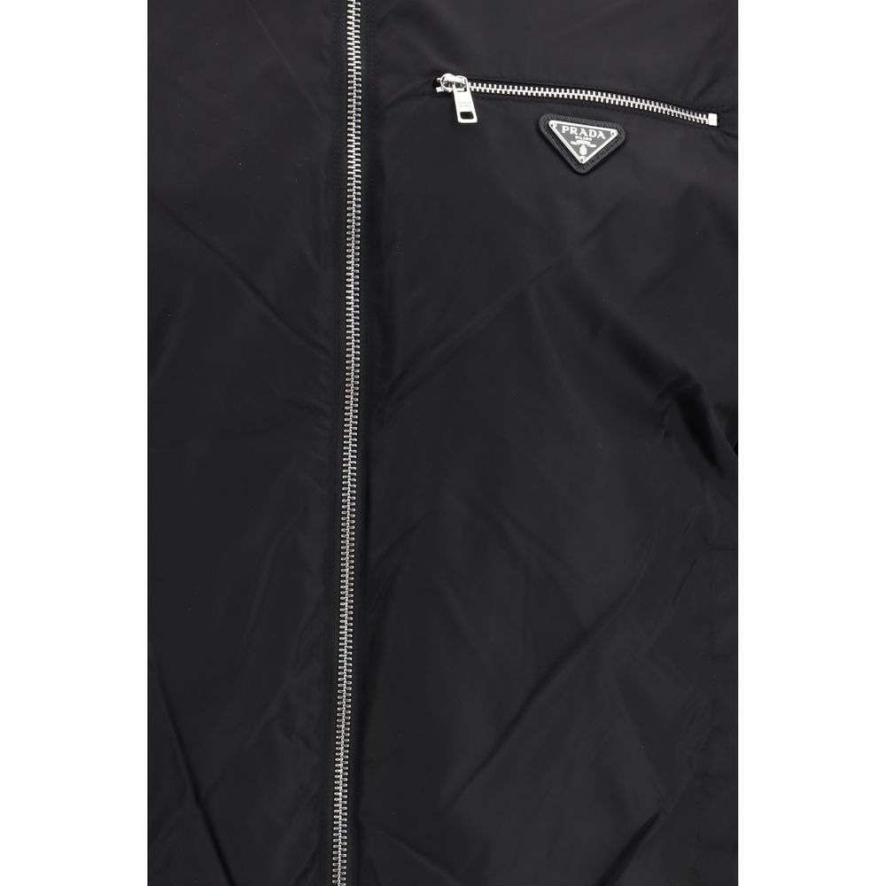 Prada Jacke aus schwarzer Wolle mit Widderstickerei
