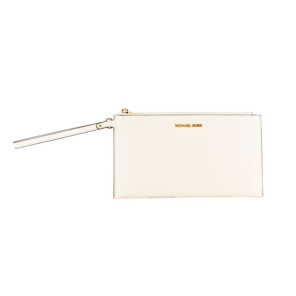 Beige Leather Clutch Bag by Michael Kors