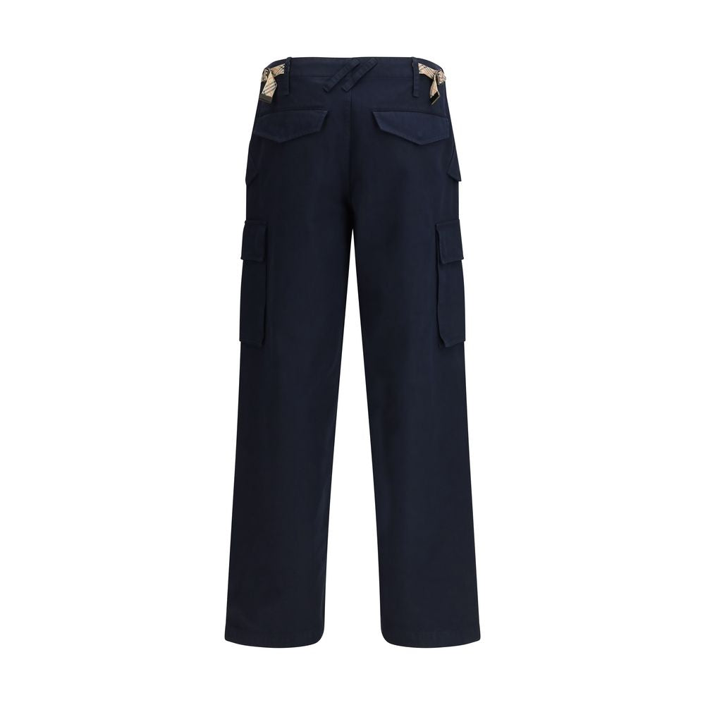 Blaue Baumwoll-Cargohose mit Burberry-Karo-Detail