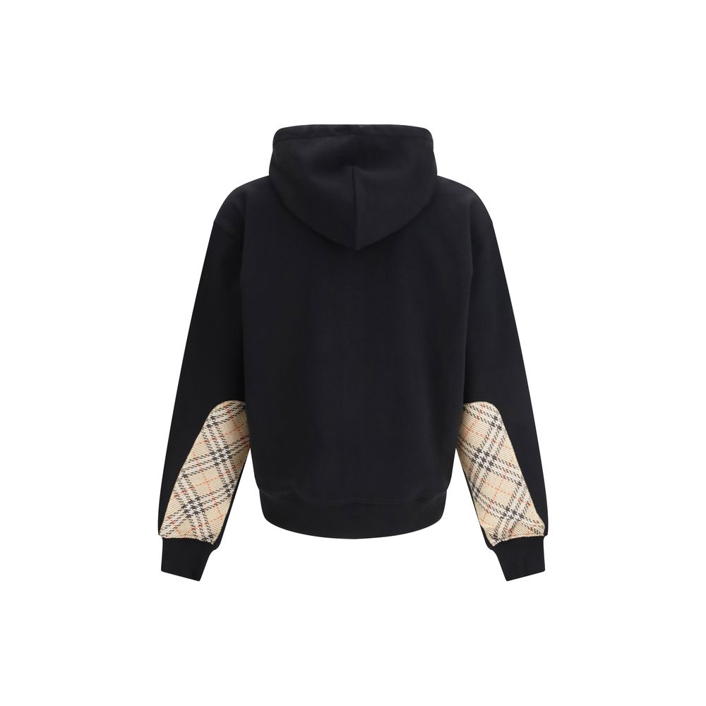 Black Cotton Zip-Up Sweatshirt with Hood
