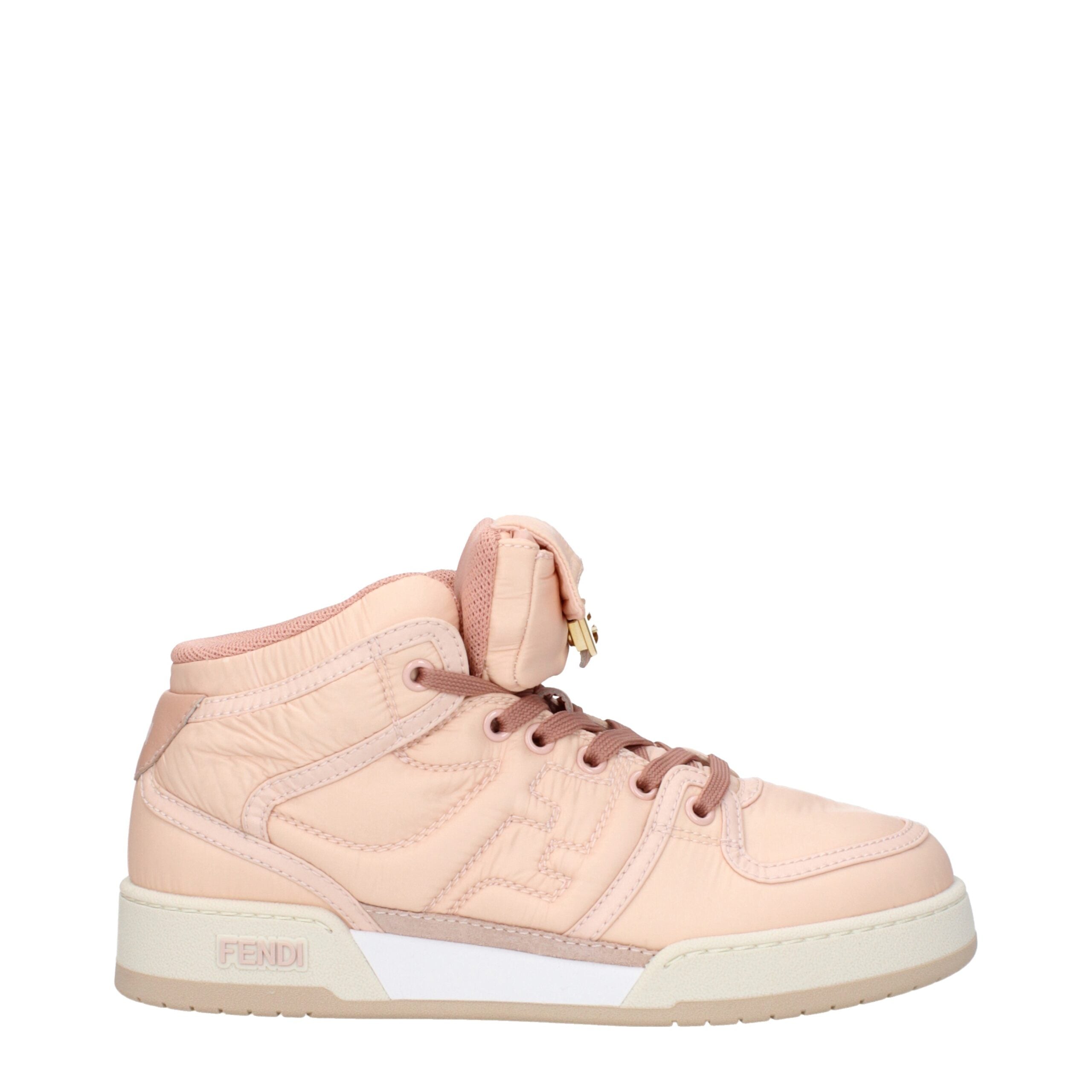 Pink Synthetic High Top Sneakers by Fendi