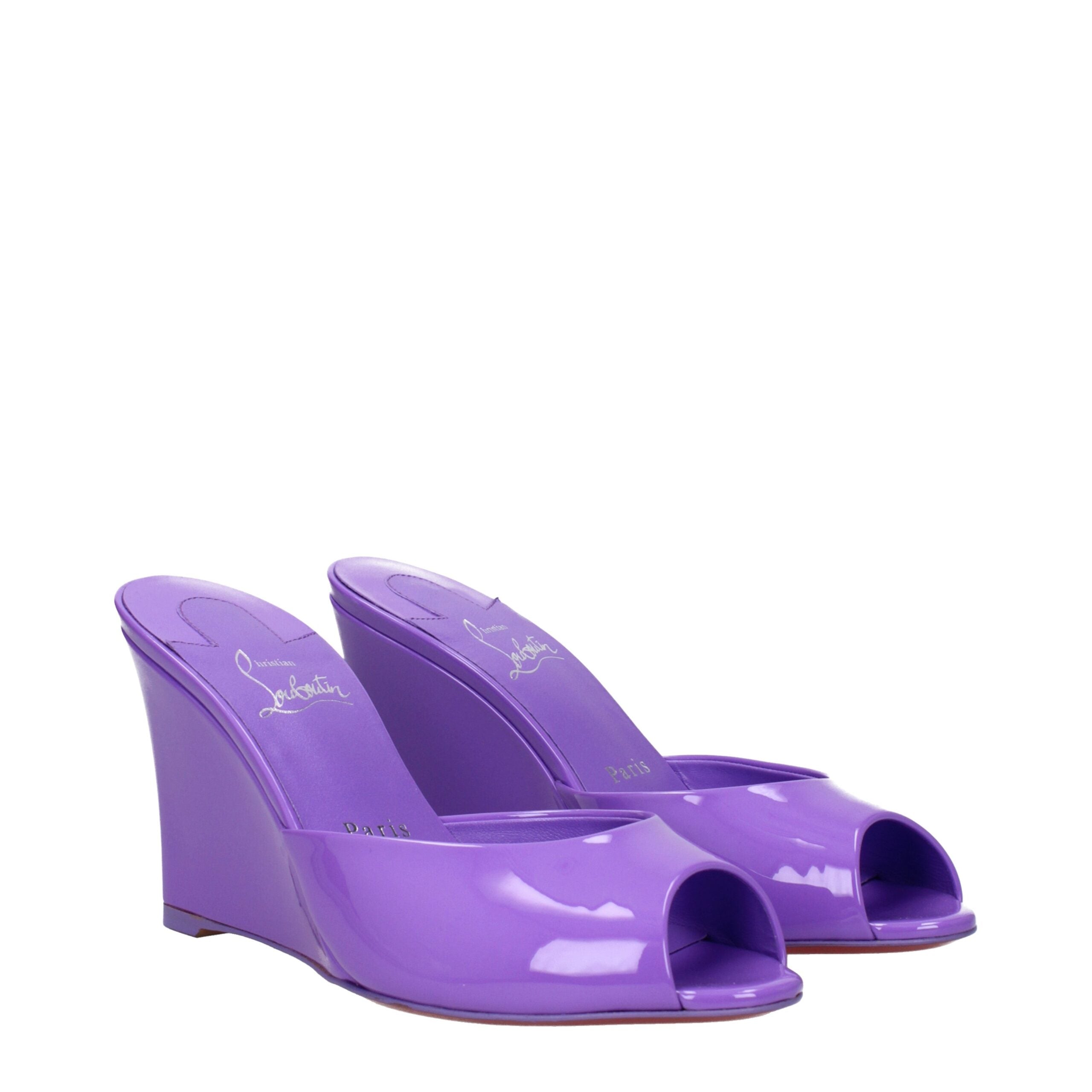Violet Leather Wedge Sandals by Louboutin