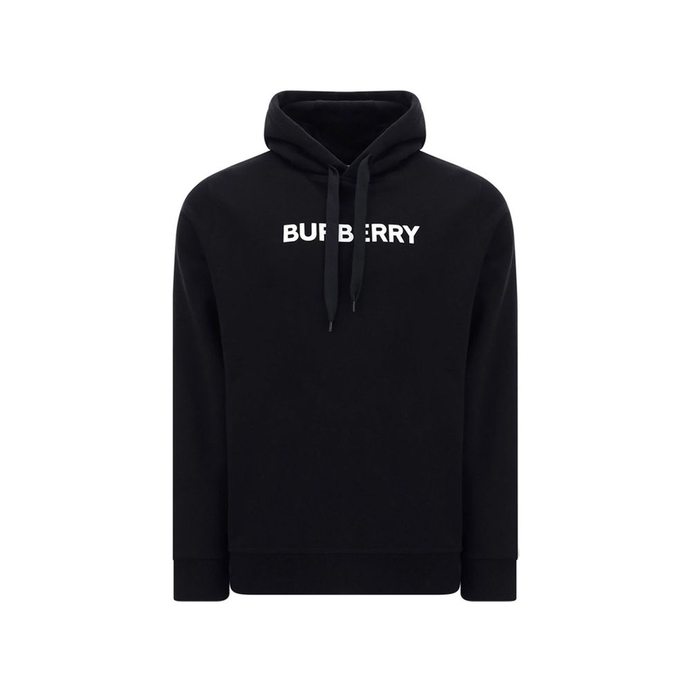 Schwarzes Baumwoll-Sweatshirt mit Kapuze und Kordelzug