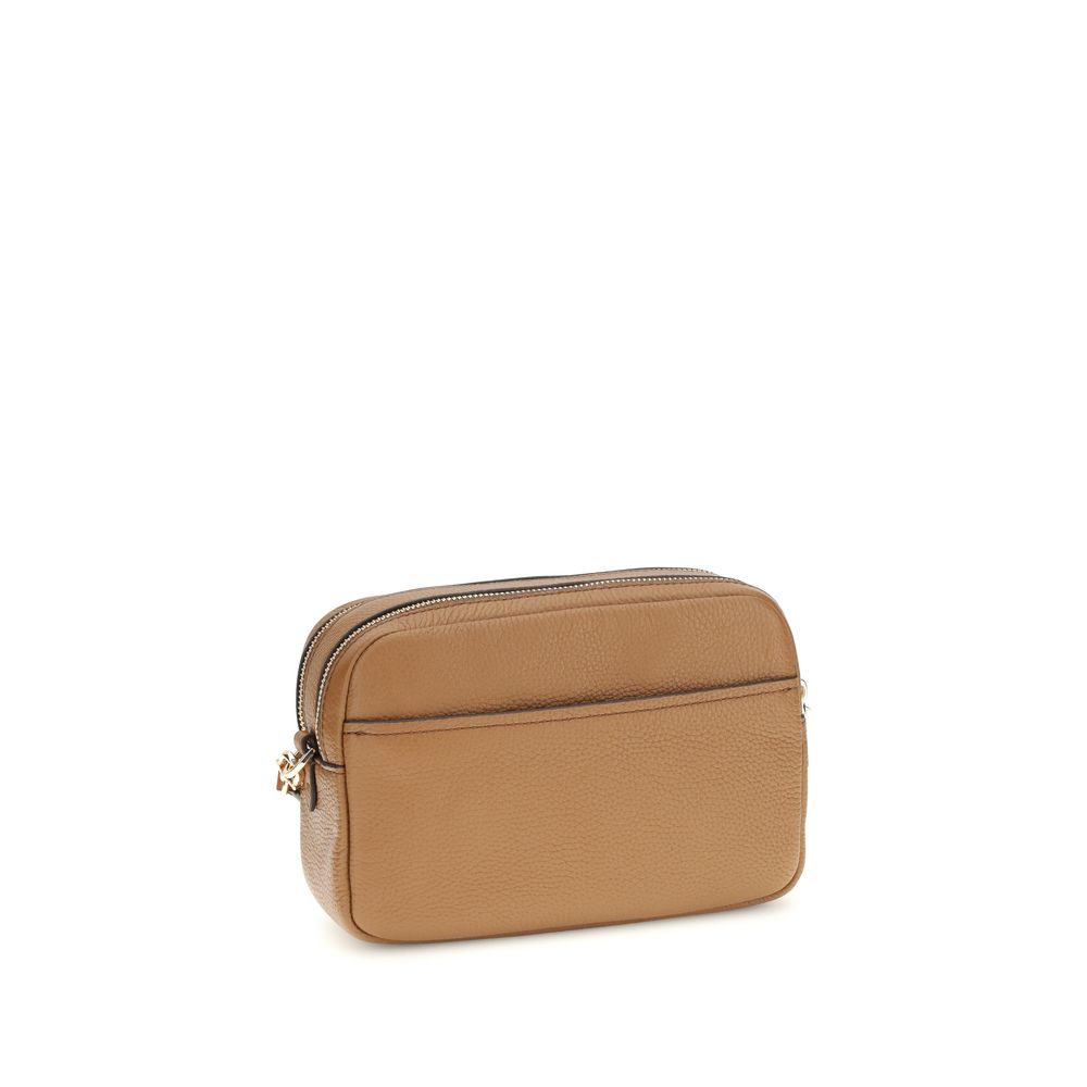 Braune Bryant Schultertasche aus Leder mit goldfarbenen Details