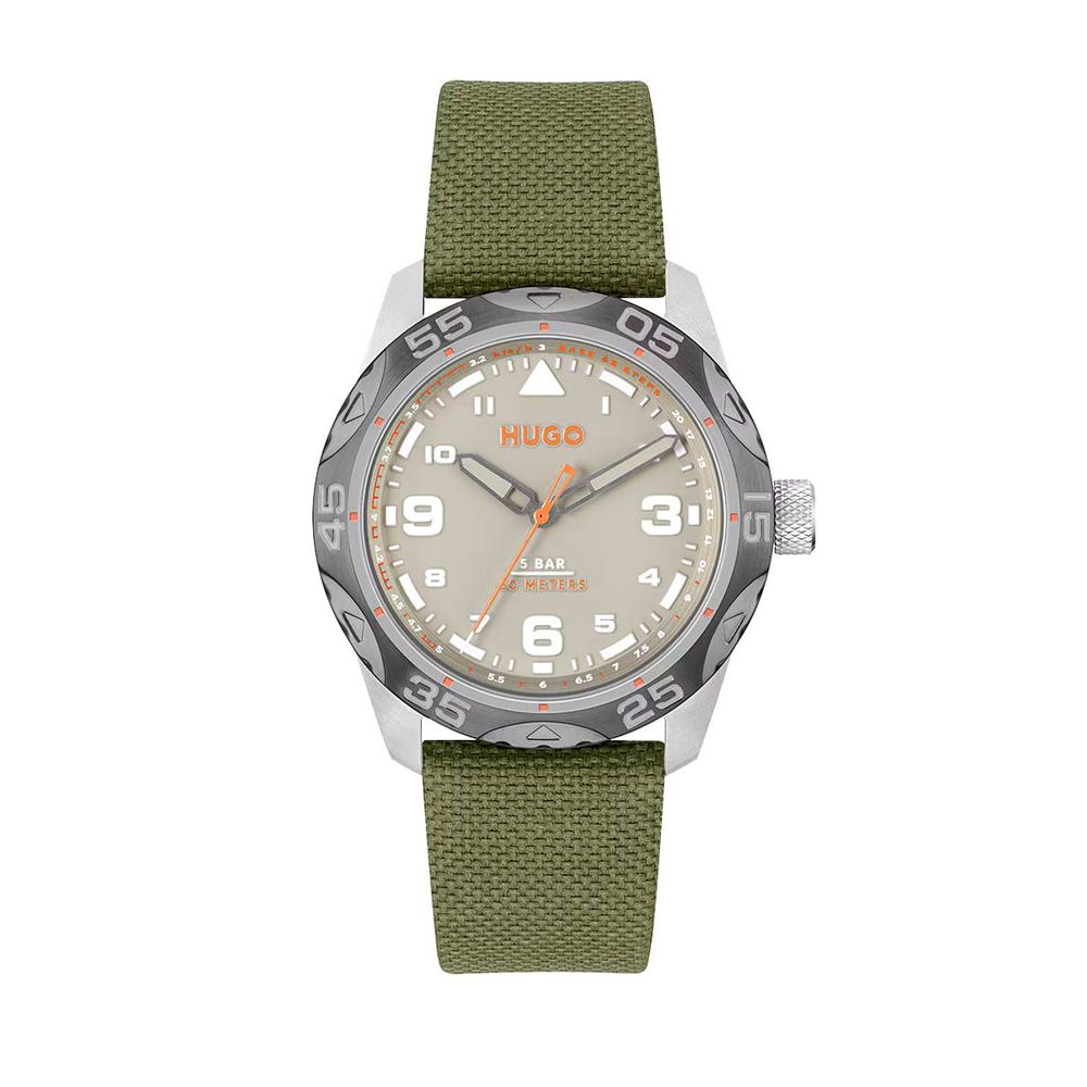 Green Fabric Sport Watch with Stainless Steel Case
