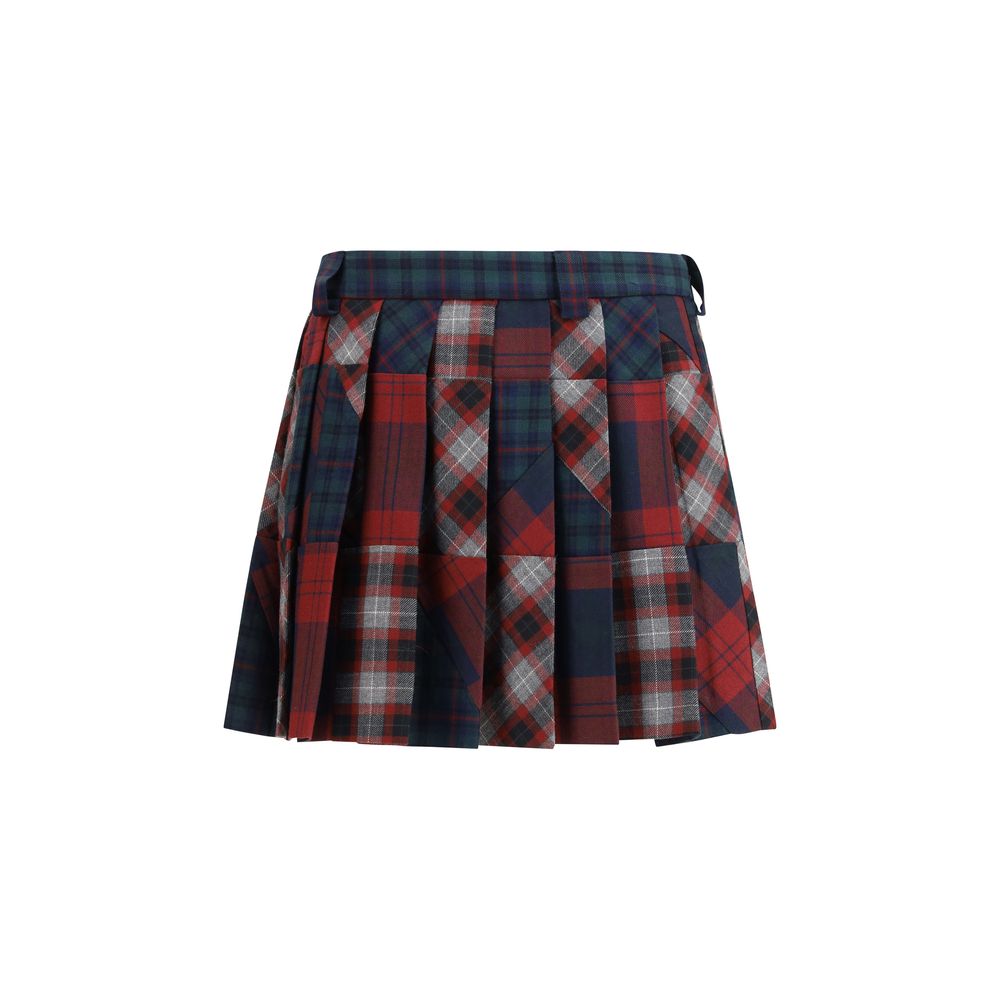 Multicolor Wool Pleated Tartan Mini Skirt