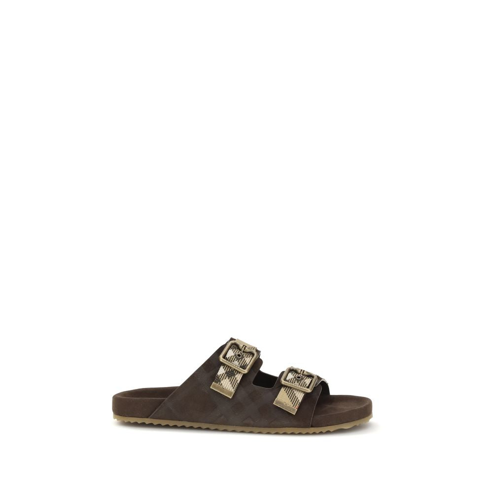 Burberry Brown Calf Leather Flat Sandals