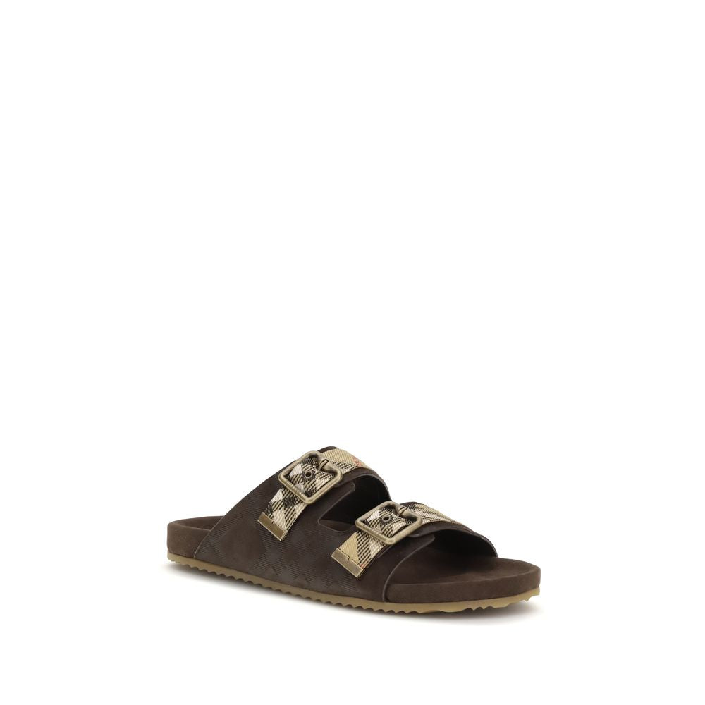 Burberry Brown Calf Leather Flat Sandals