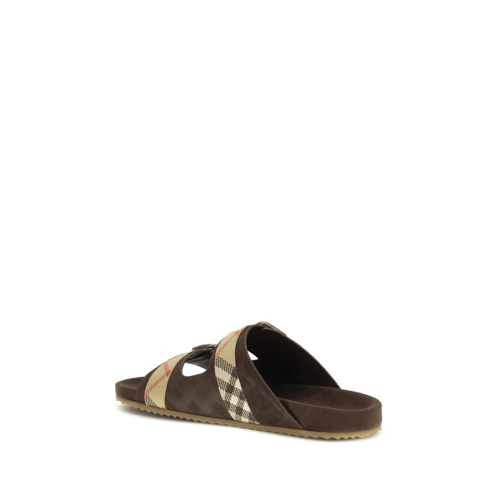 Burberry Brown Calf Leather Flat Sandals